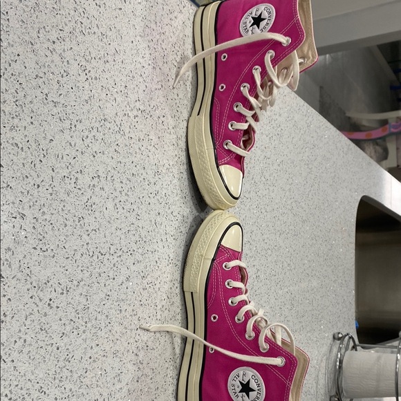 Women’s Converse Pink and Off White shiny High-Top Sneakers - Picture 6 of 9